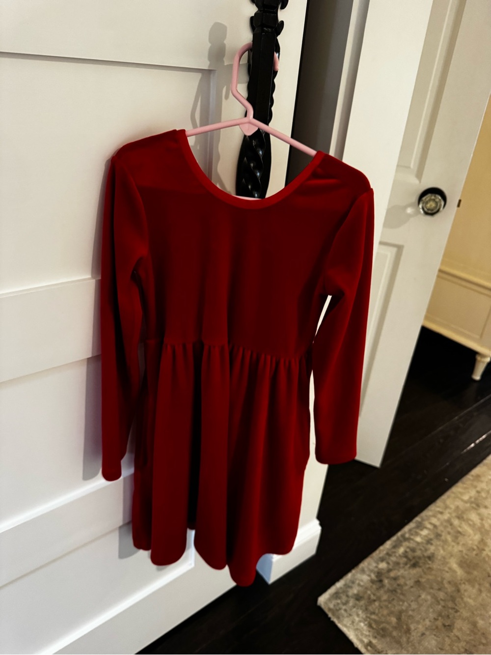 Hanna Andersson Girls' Red velour Long Sleeve Twirl holiday Dress